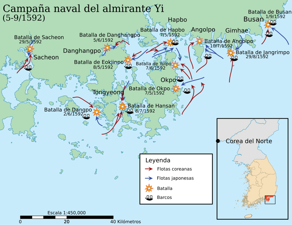 Admiral Yi Sunshin's Naval campaigns in 1592-es