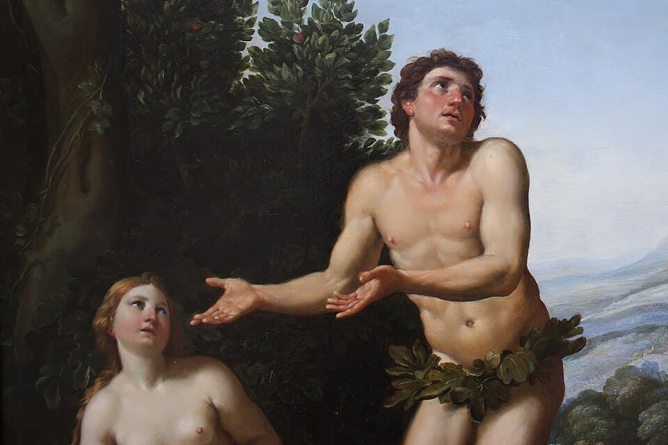 French:  Dieu réprimandant Adam et Eve God admonishing Adam and Evelabel QS:Lde,"Gott ermahnt Adam und Eva"label QS:Len,"God admonishing Adam and Eve"label QS:Lfr,"Dieu réprimandant Adam et Eve"forme