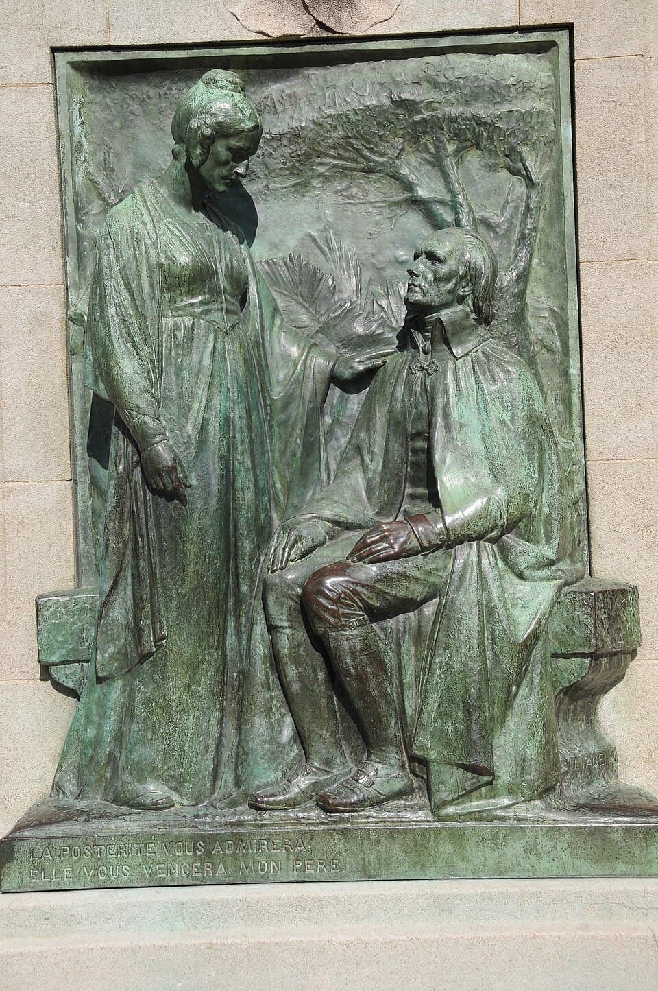 Statue of Jean-Baptiste Lamarck by Léon Fagel high relief