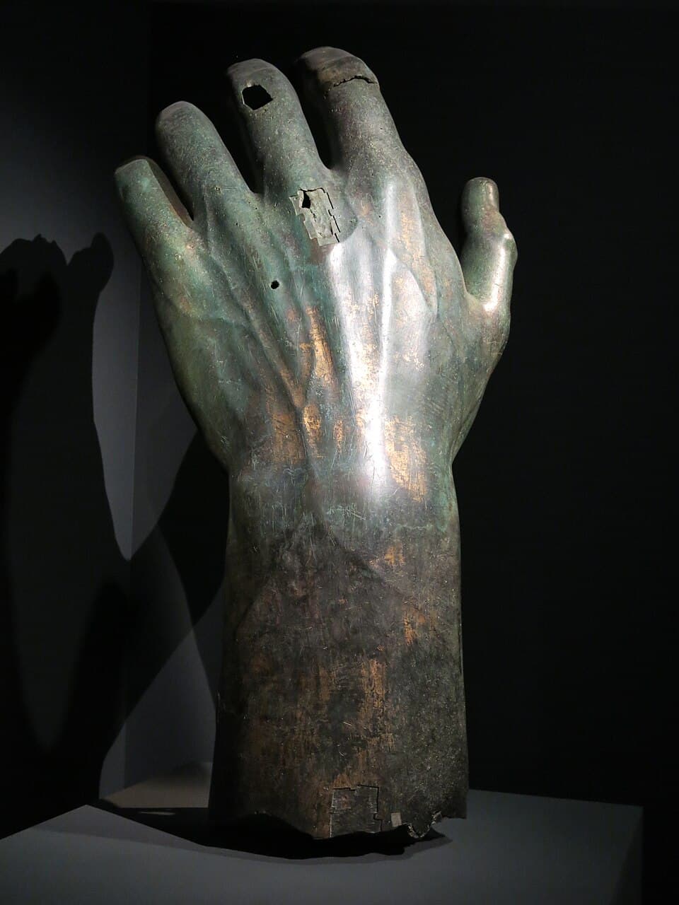 Hand of the monumental bronze statue of Constantine emperor 1
