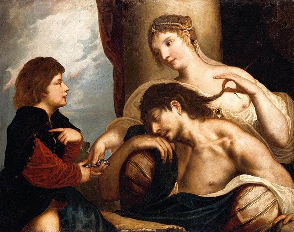 Samson and Delilah
label QS:Lit,"Sansone e Dalila"
label QS:Lfr,"Samson et Dalila"
label QS:Lpl,"Samson i Dalila"
label QS:Lnl,"Simson en Delila"
label QS:Lru,"Самсон и Далила"
label QS:Lde,"Samson u