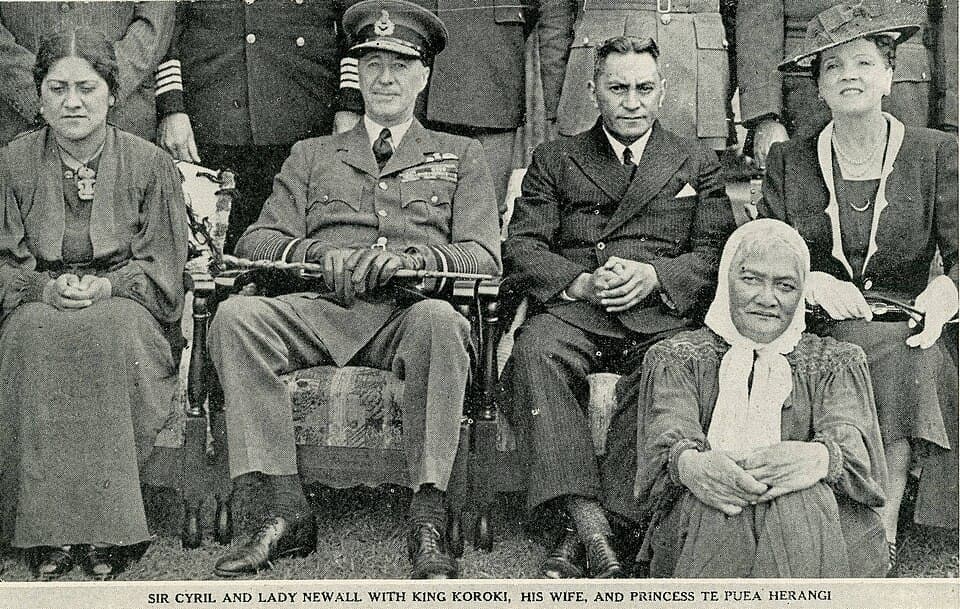 Sir Cyril and Lady Newall with King Koroki, his wife, and Princess Te Puea Herangi