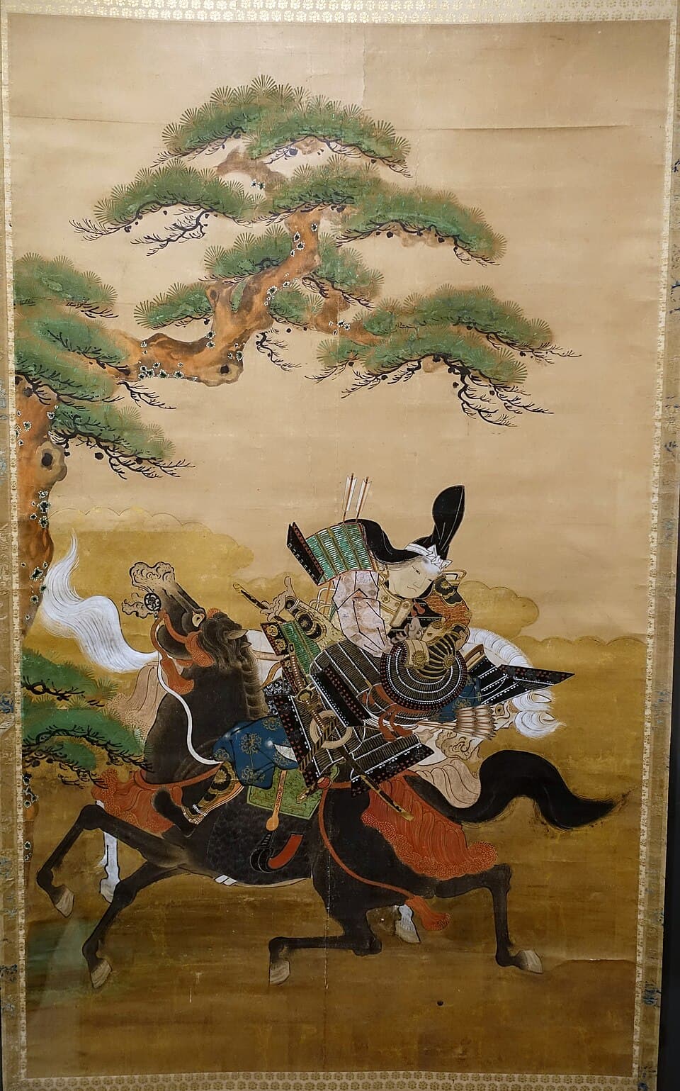 Female samurai Tomoe Gozen in Mortal Combat with Onda no Hachiro Moroshige, Japan, Edo period, 1600s, ink, color, gold, paper- Jordan Schnitzer Museum of Art, University of Oregon - Eugene, Oregon - D
