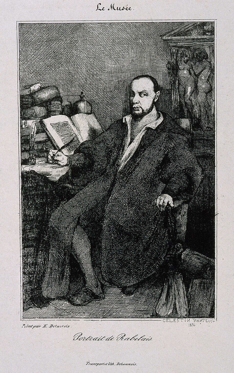 François Rabelais. Lithograph by C. Nanteuil, 1836, after E. Delacroix.