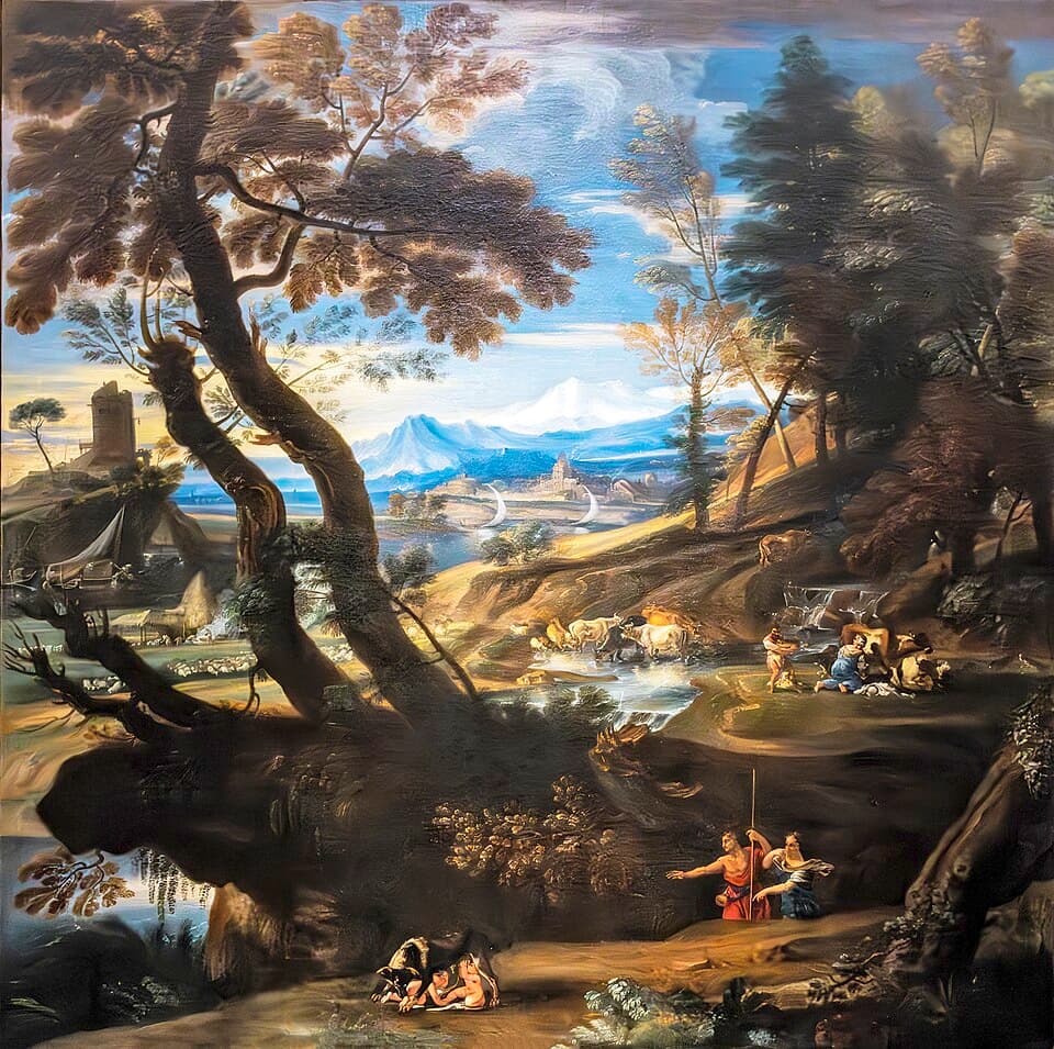 Classical Landscape with Romolo and Remolabel QS:Len,"Classical Landscape with Romolo and Remo"label QS:Lfr,"Paysage classique avec Romolus et Rémus"label QS:Lit,"Paesaggio classico con Romolo e Remo
