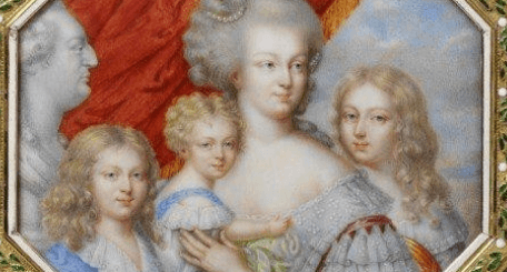 Miniature painting of Marie Antoinette and Louis XVI with their children