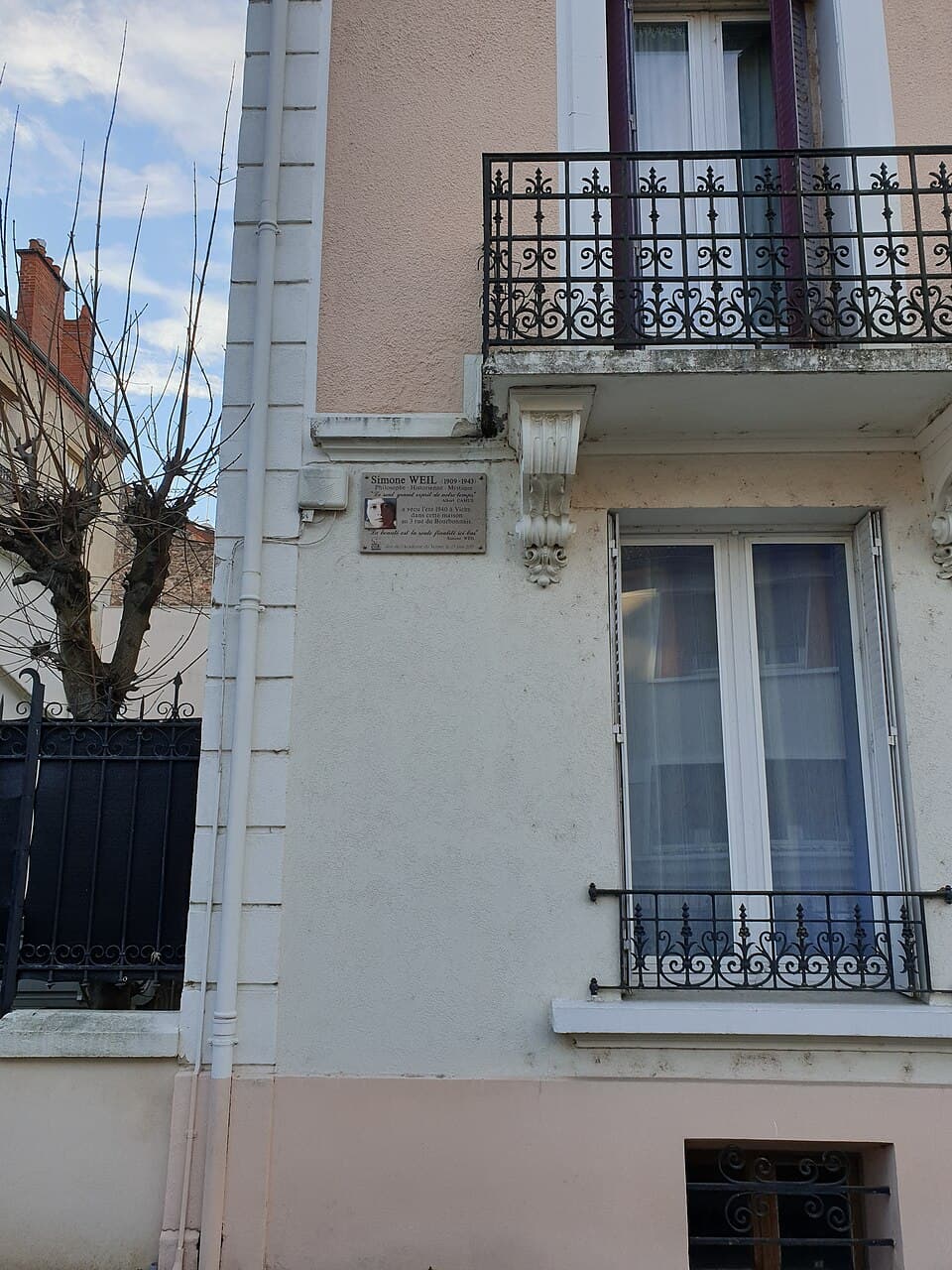3 rue du Bourbonnais, plaque mémorielle Simone Weil