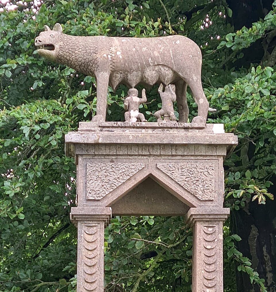 The Capitoline Wolf on the statue of Romulus and Remus at Beechbarrow on Pen Hill