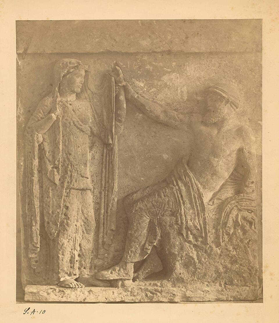 Palerme. Musée de Palerme. Métope provenant du temple E de Sélinonte : Zeus et Héra - (S.A.10)