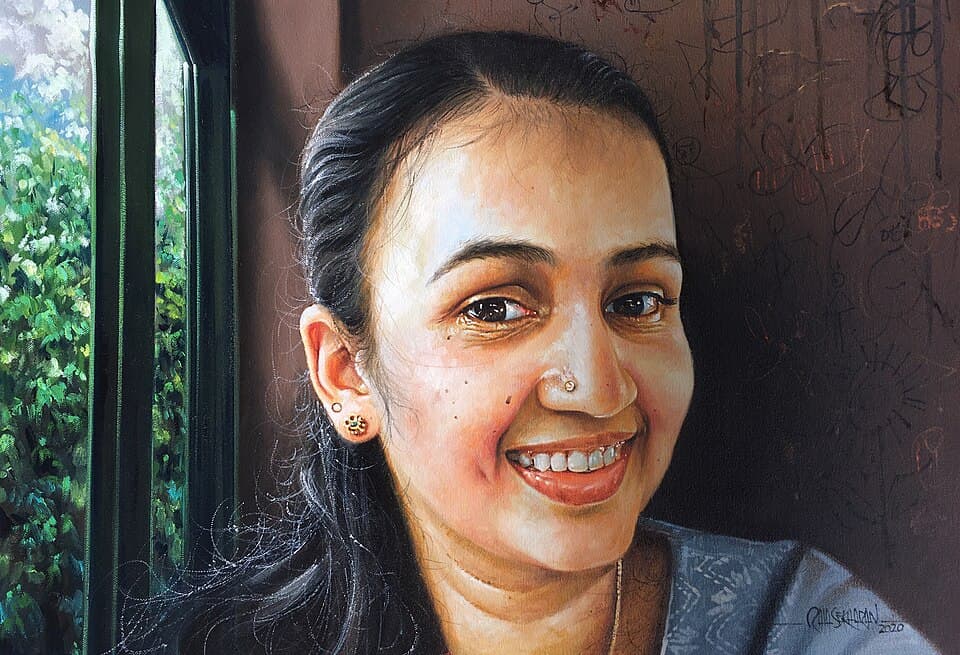 LAKSHMI P, OIL PAINTING BY RAJASEKHARAN