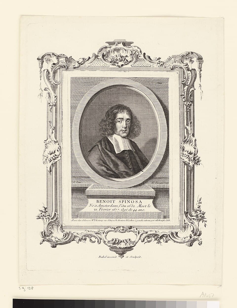 Portret van Baruch Spinoza Benoit Spinosa (titel op object), RP-P-1959-138
