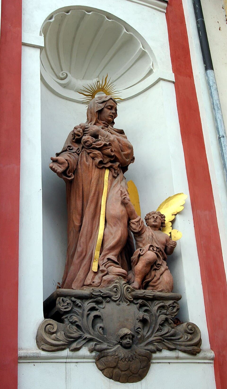 Tabor CZ Nativity of Virgin Mary church front St Monica