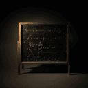 Tableau noir avec équations