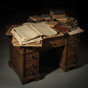 Table de travail encombrée