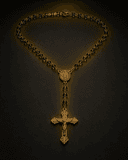 Croix et chapelet portés en bijou
