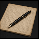 Fountain pen and manuscript