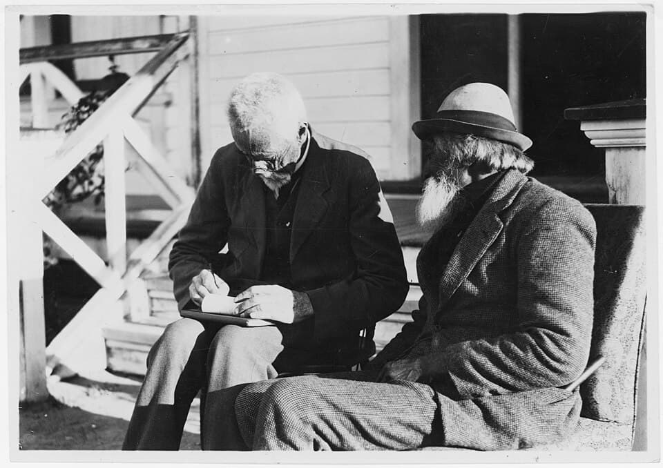 Elsdon Best with Hone Nukunuku at Waiomatatini, Gisborne Region, 1923