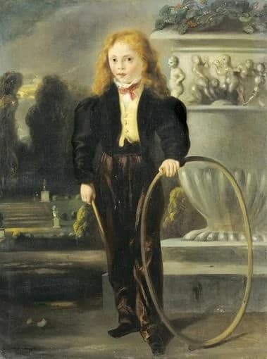 Louis Boulanger - portrait d'Alexandre Dumas fils enfant tenant un cerceau