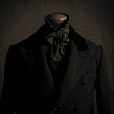 Cravate noire et habit sombre