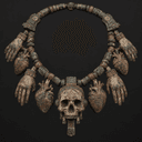 Necklace of hearts and human skulls
