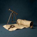 Carte topographique et instruments d'arpentage