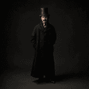 Redingote noire et chapeau haut-de-forme