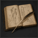 Carnet de dessins et plume