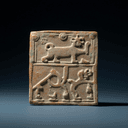 Tuile émaillée à motifs de lions et de dragons
