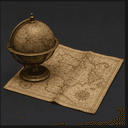 Globe terrestre et cartes géographiques