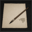 Writer's brush and paper