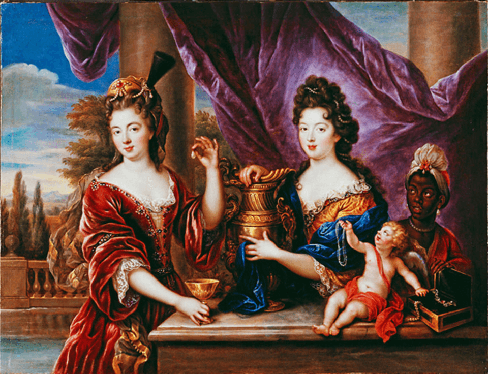 Portrait de la duchesse du Maine en Cléopâtre et portrait présumé de Mademoiselle de Nanteslabel QS:Len,"Portrait de la duchesse du Maine en Cléopâtre et portrait présumé de Mademoiselle de Nantes"