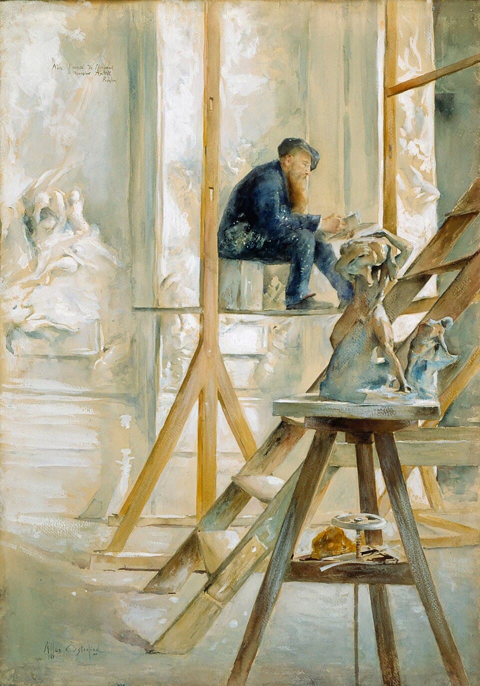 Swedish: Porträtt av Rodin in sin atelier Portrait of Rodin in his Studiotitle QS:P1476,sv:"Porträtt av Rodin in sin atelier "label QS:Lsv,"Porträtt av Rodin in sin atelier "label QS:Lfi,"Rodin atel