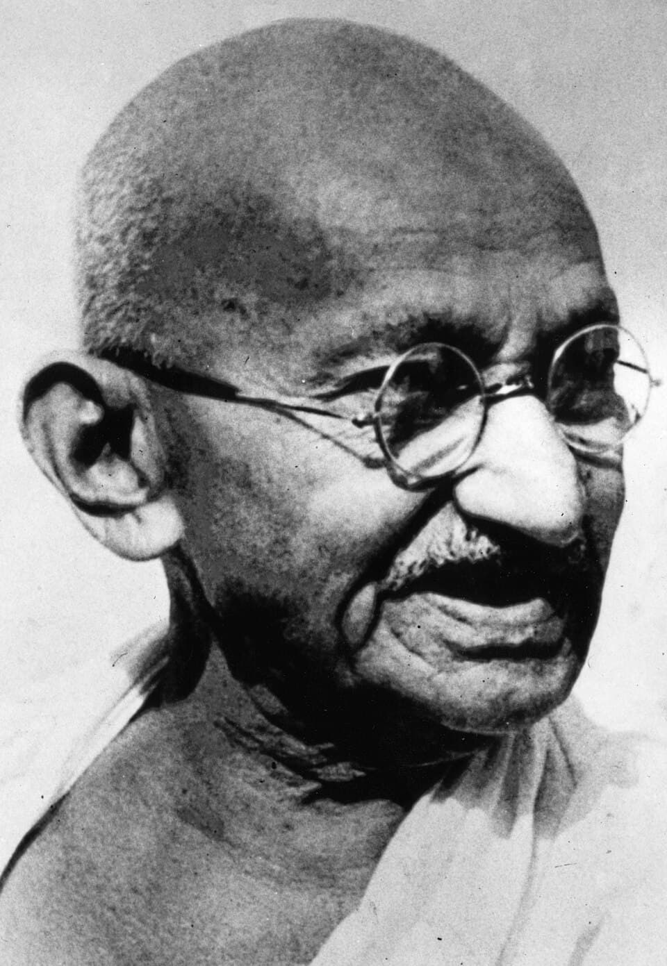 Mohandas K. Gandhi, portrait (cropped)